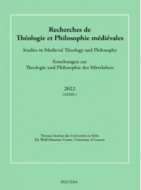 Recherches De Theologie Et Philosophie Medievales